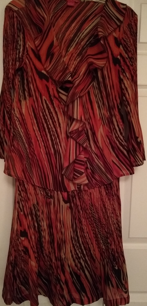 Sunny Leigh Multi Colored Ruffled Neck Top/Skirt Set